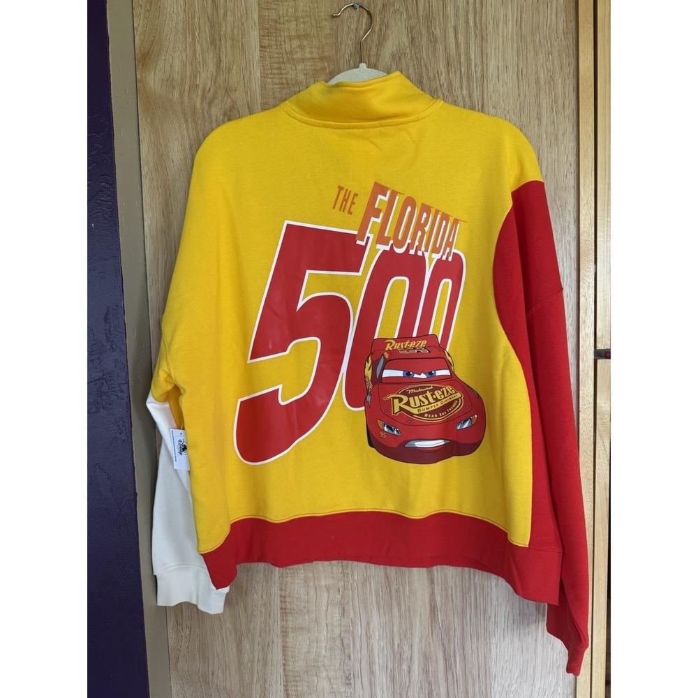 Disney Parks Lightning McQueen Quarter Zip Pullover Sweatshirt Women's L NWT